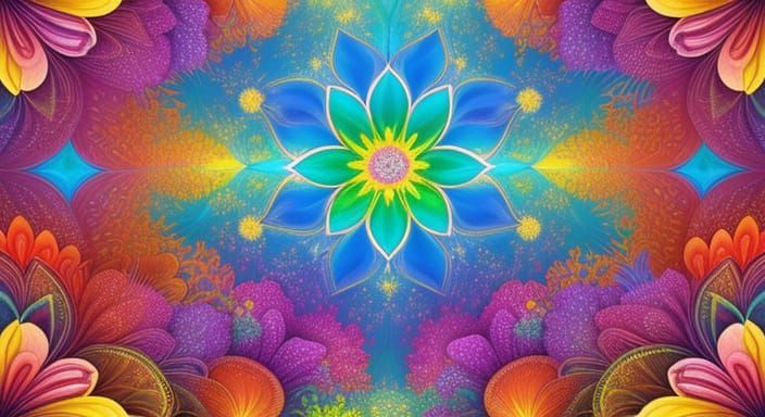 Surreal Garden of Geometric Flowers in Golden Hour