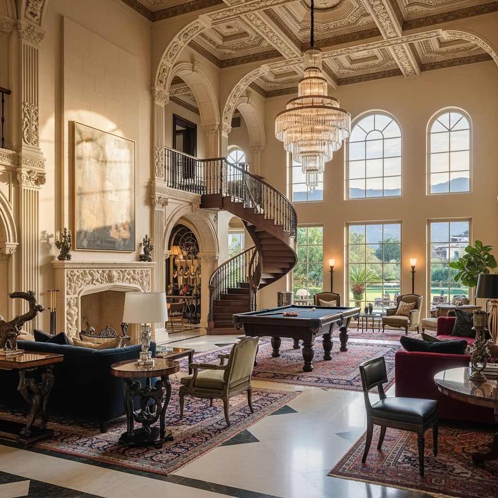 Opulent Mansion Interior with Cathedral Ceilings