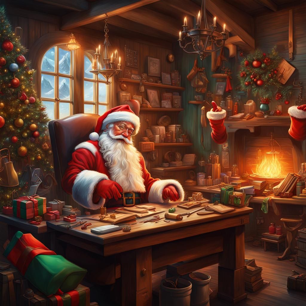 Hyperrealistic Santa's Workshop Concept Art