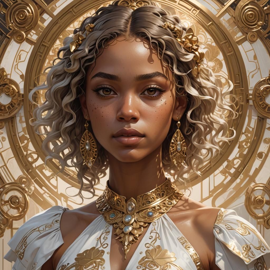 Teenage Girl Portrait in Hyperdetailed Art Style