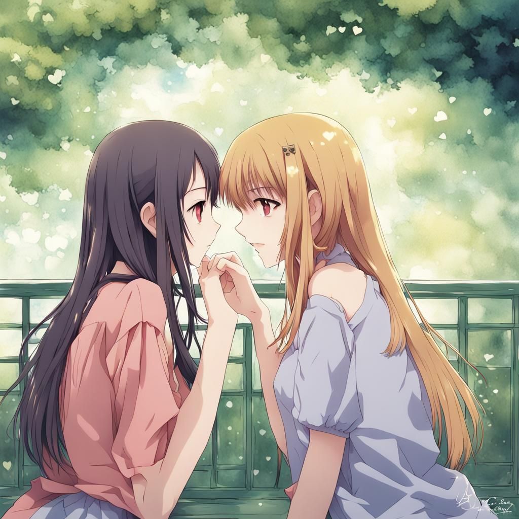 Young Women in Love: Anime-Style Art