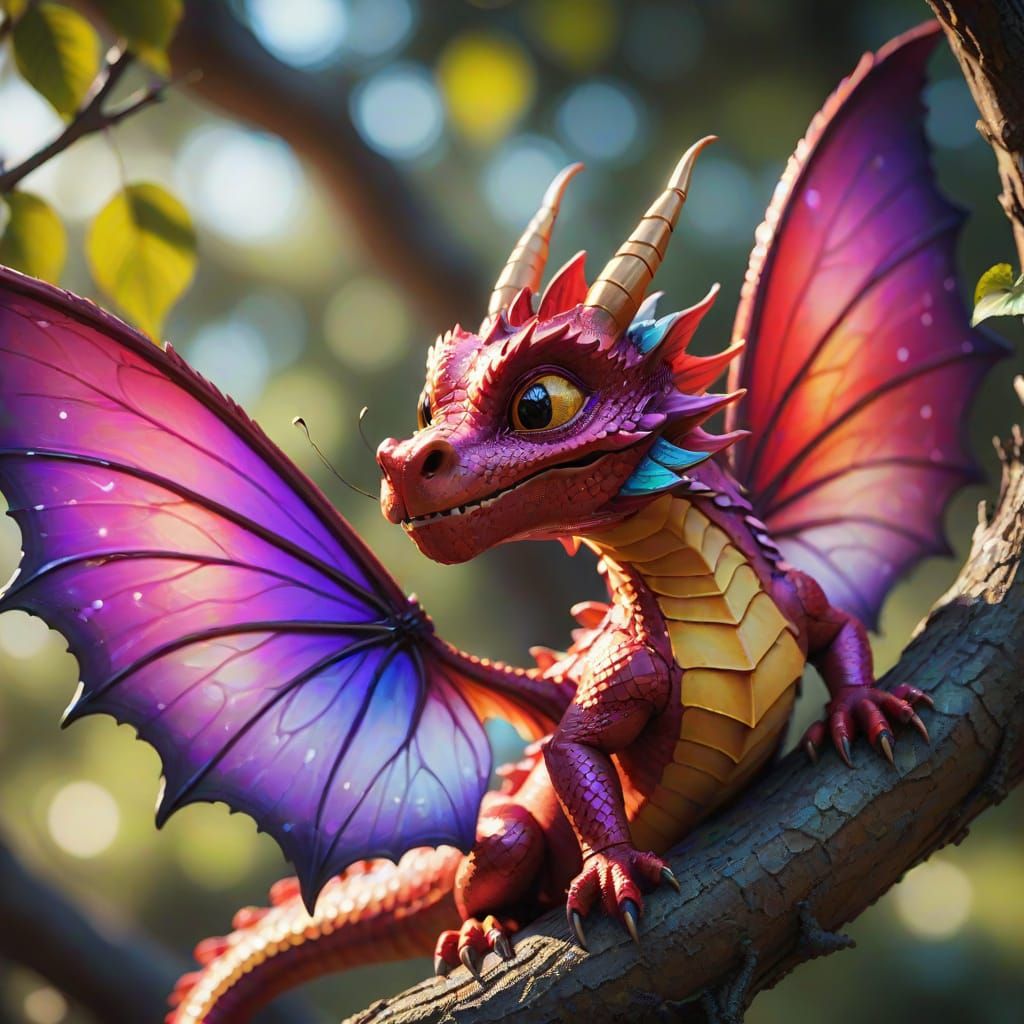 Vibrant Fantasy Dragon Portrait in Warm Light
