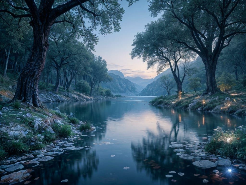 Enchanted Fairy Lake with Volumetric Lighting