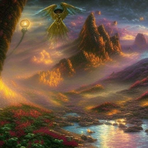 Samus Aran and Lara Croft's Child in Ethereal Landscape