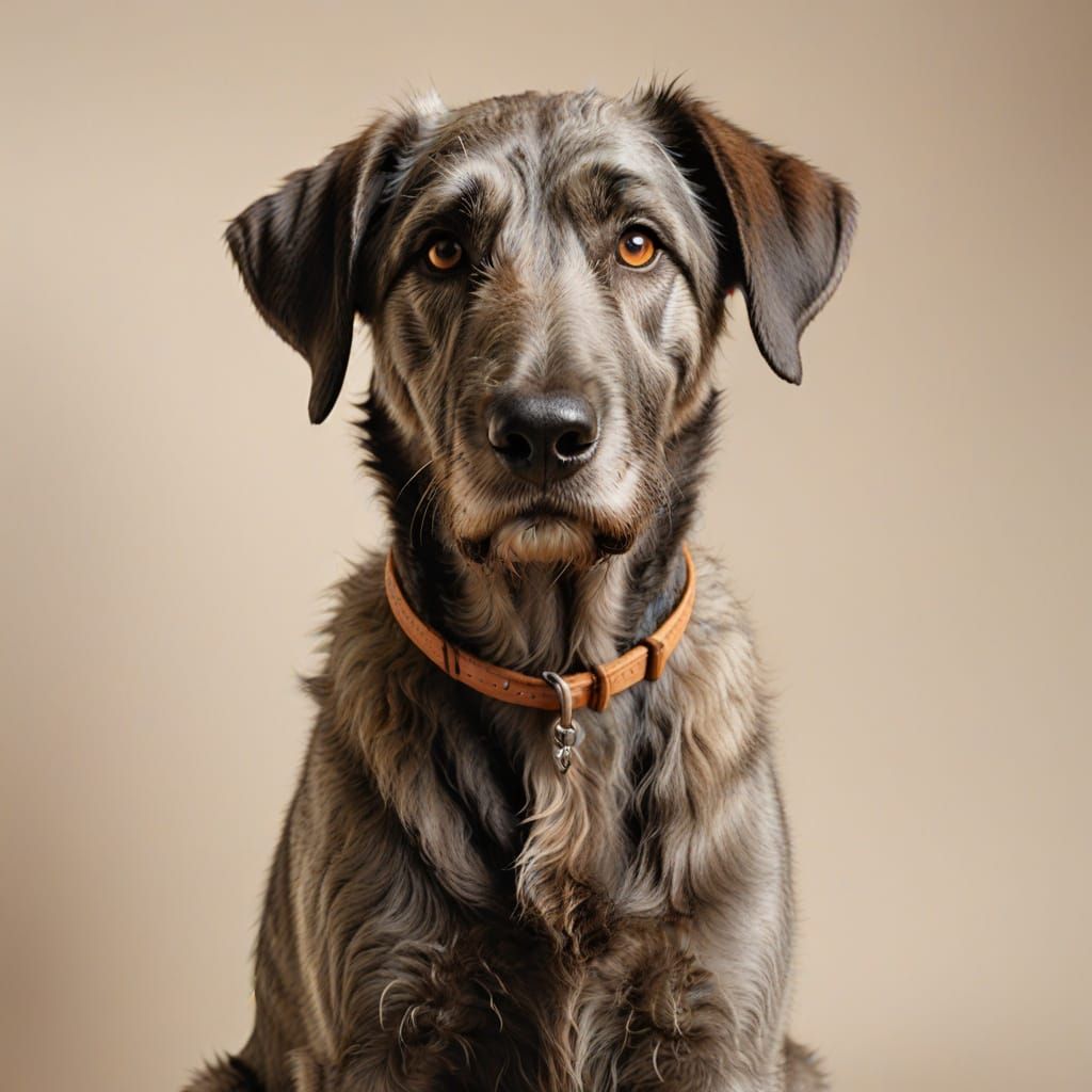 Gentle Irish Wolfhound in Warm Photorealistic Portrait
