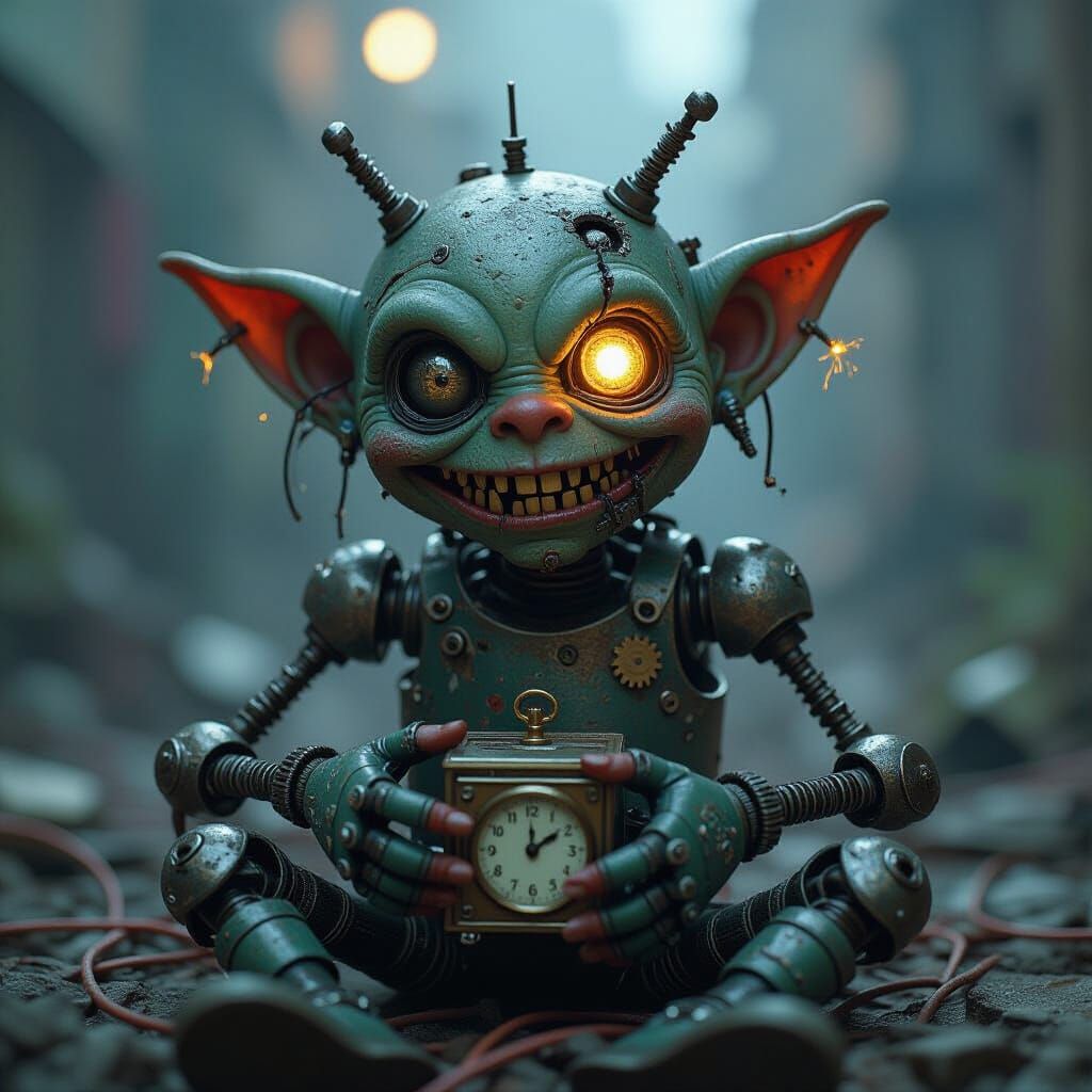 Scrap Metal Goblin in Hyperrealistic Style