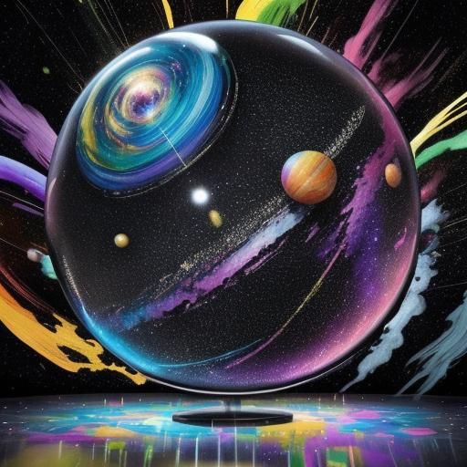 Galactic Abstract in Glass Sphere: Van Gogh-Inspired