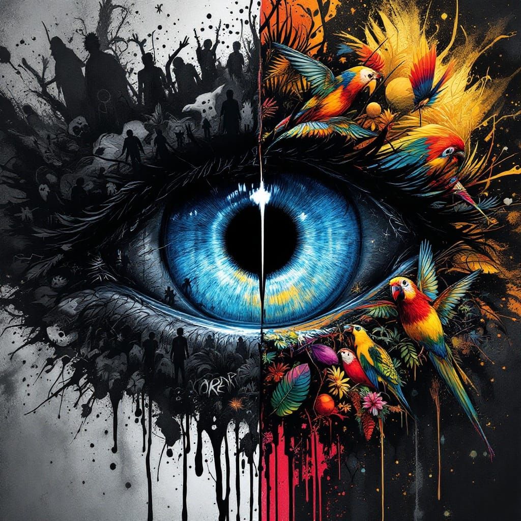 Lion's Eye with Third Eye and Bipolar Turmoil in Hyper Reali...