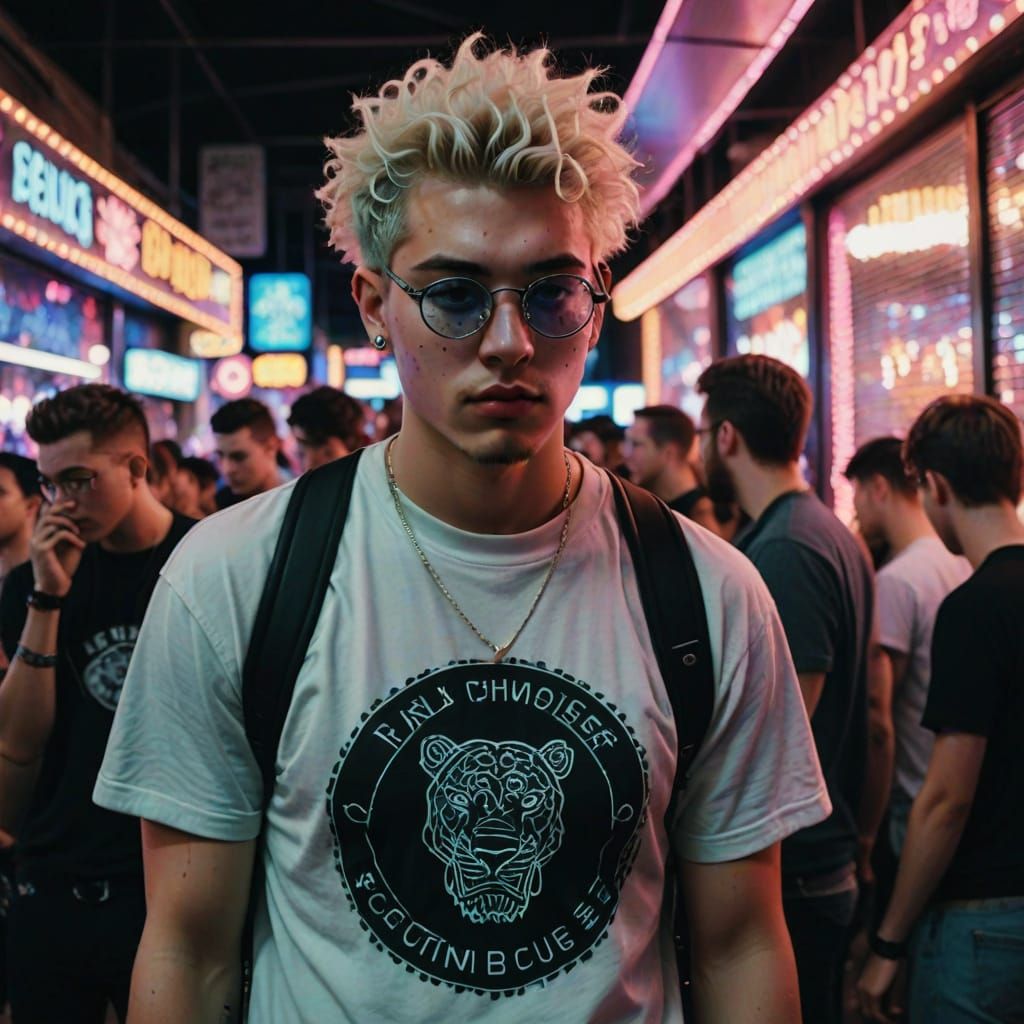Grunge Chic Disco King with Neon Glow