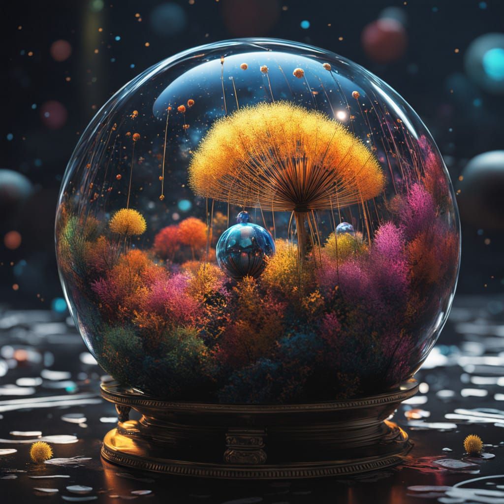 Steampunk Glass Ball in Vibrant Splatter, Inspired by Hyperr...