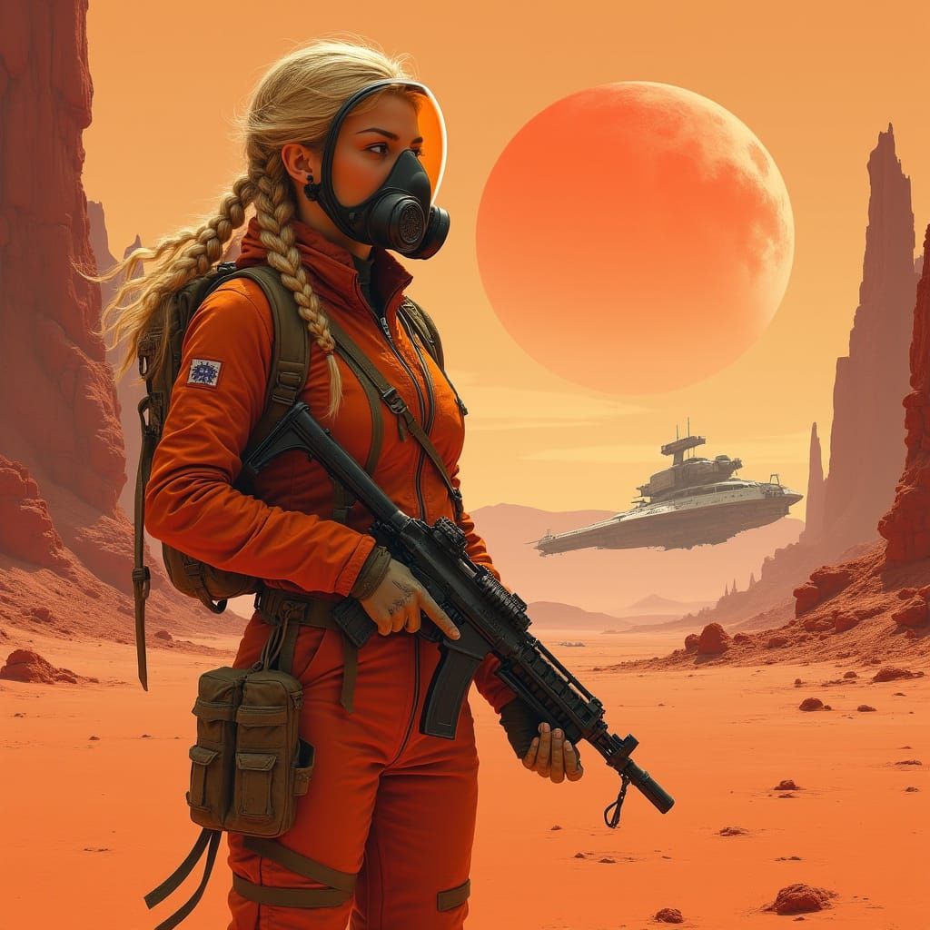 Sci-Fi Desert Wanderer in Hyperrealistic Style