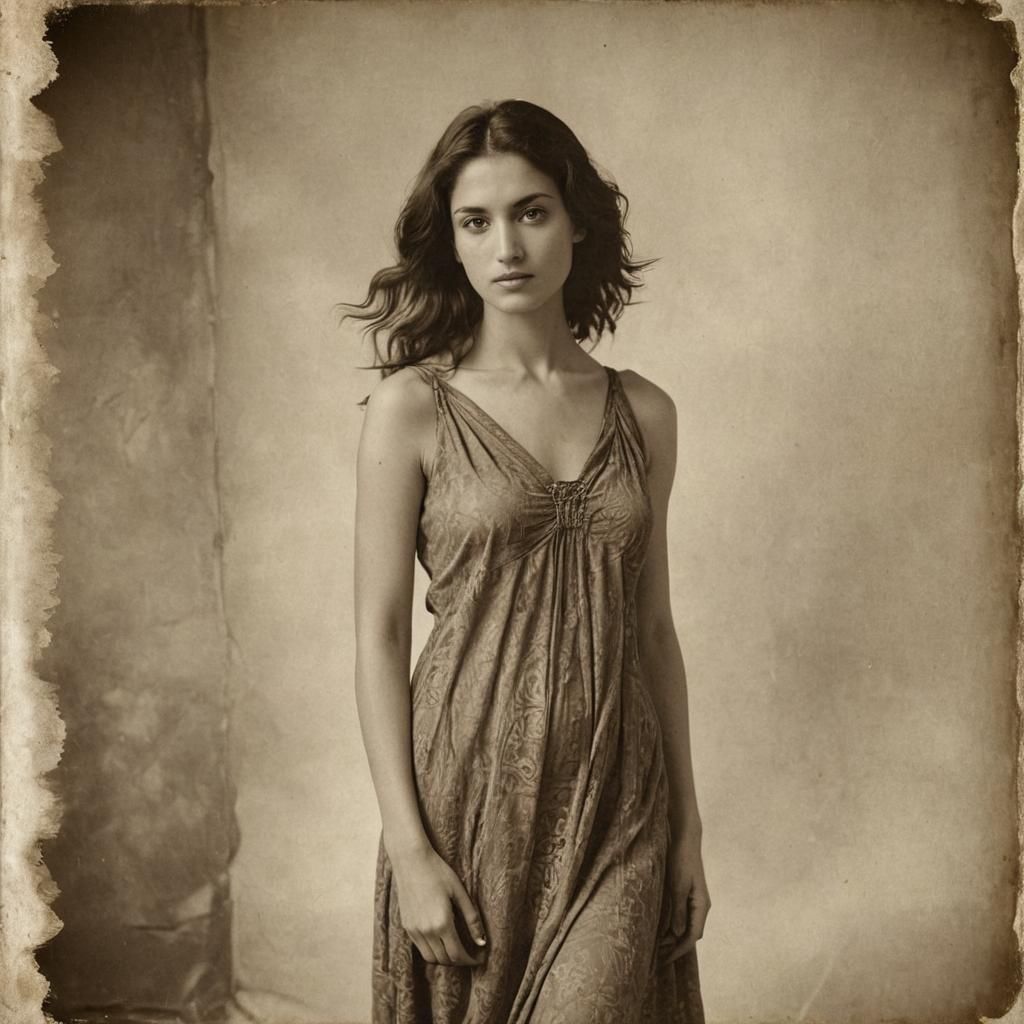 Vintage Sepia Portrait of a Mysterious Woman