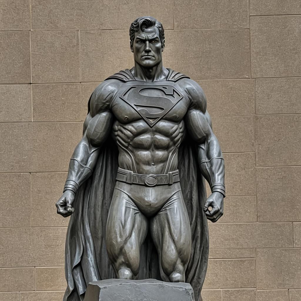 Superman granite statue