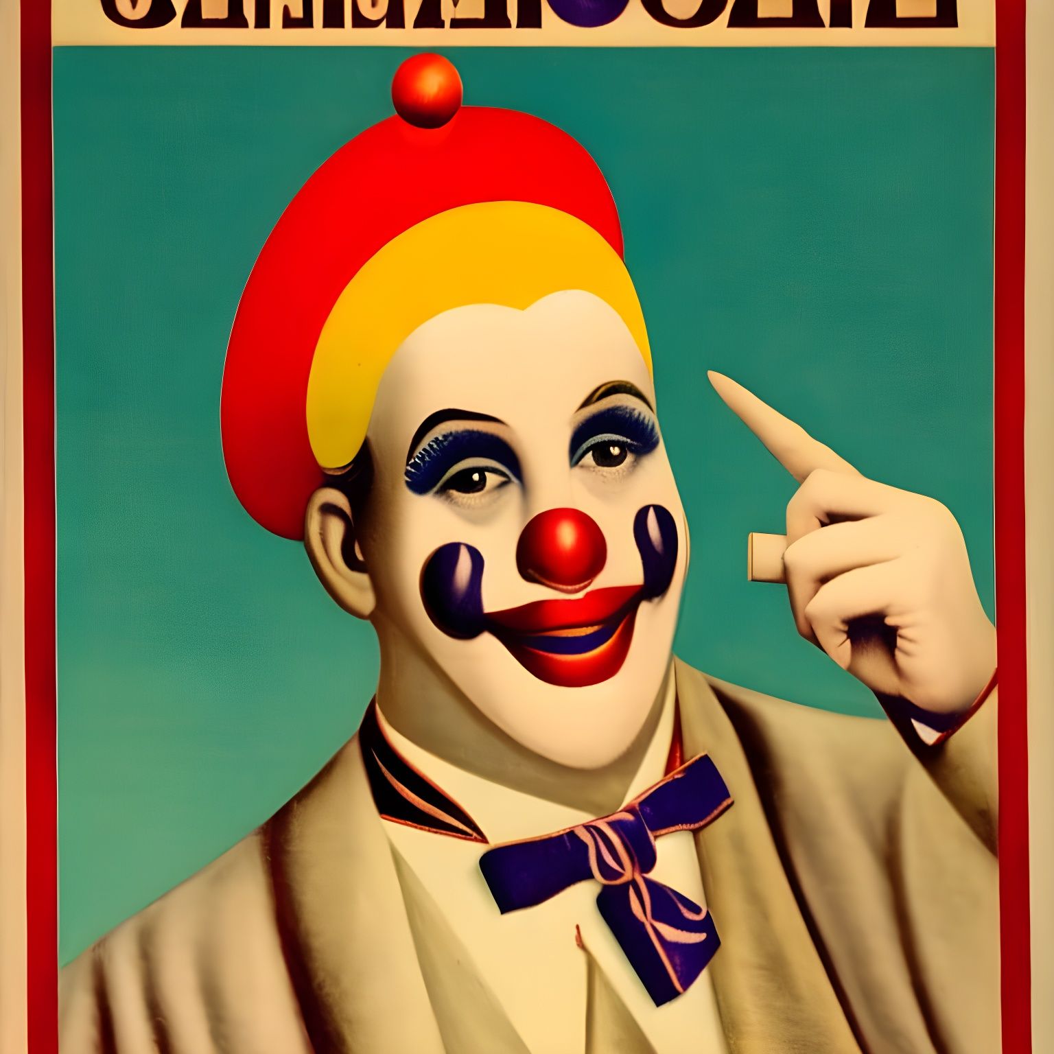 Vintage Circus Poster with Clown in 1920s Style