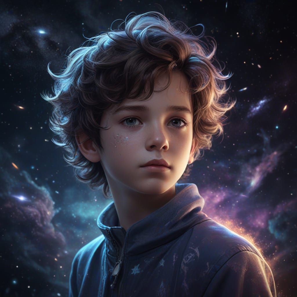 Cosmic Child Portrait in Space Nebula
