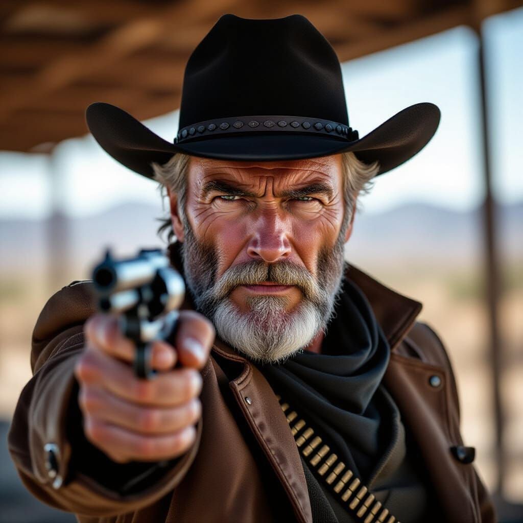 Enraged Cowboy: A Gritty Cinematic Portrait