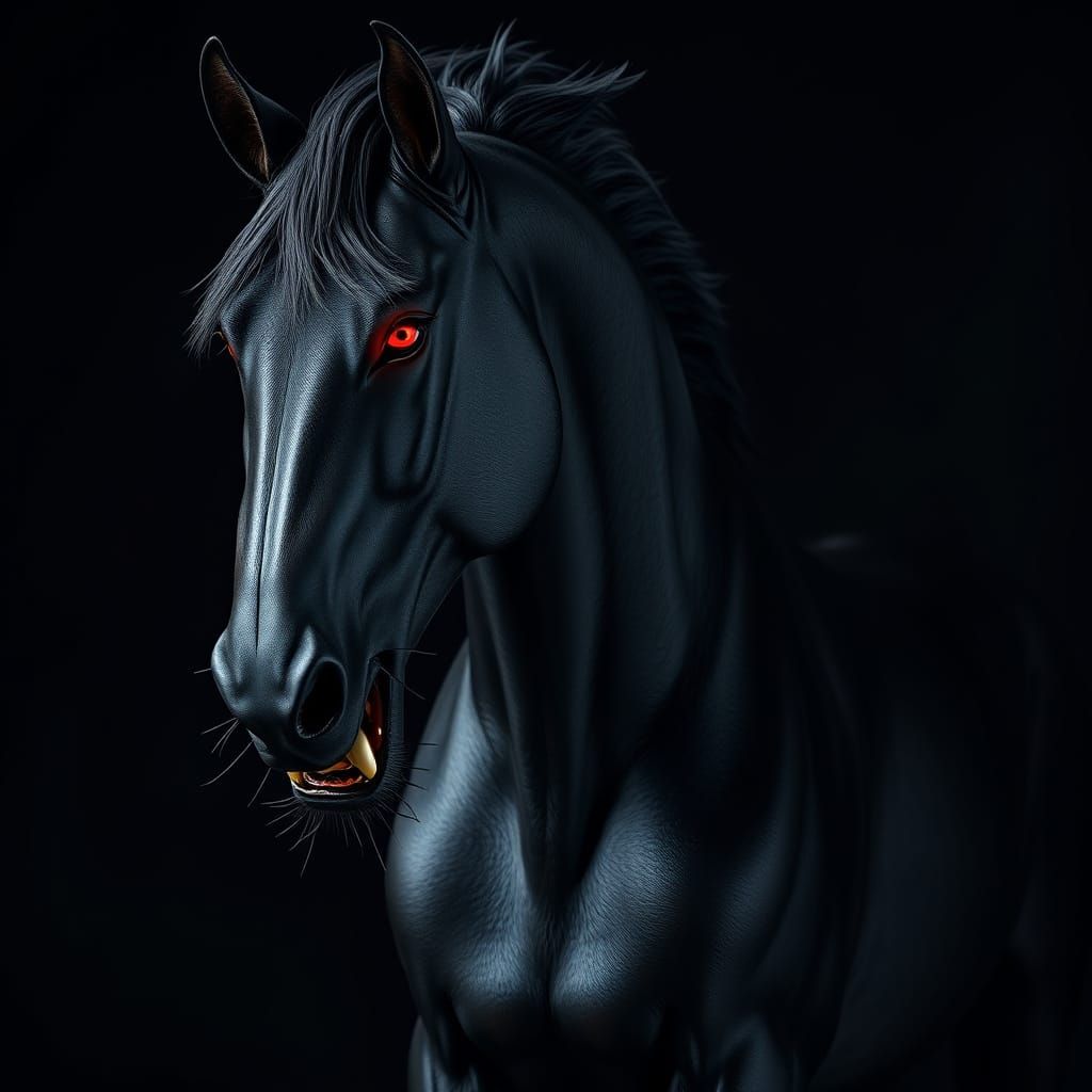 Elegant Black Horse-Panther Hybrid Exudes Power and Mystery