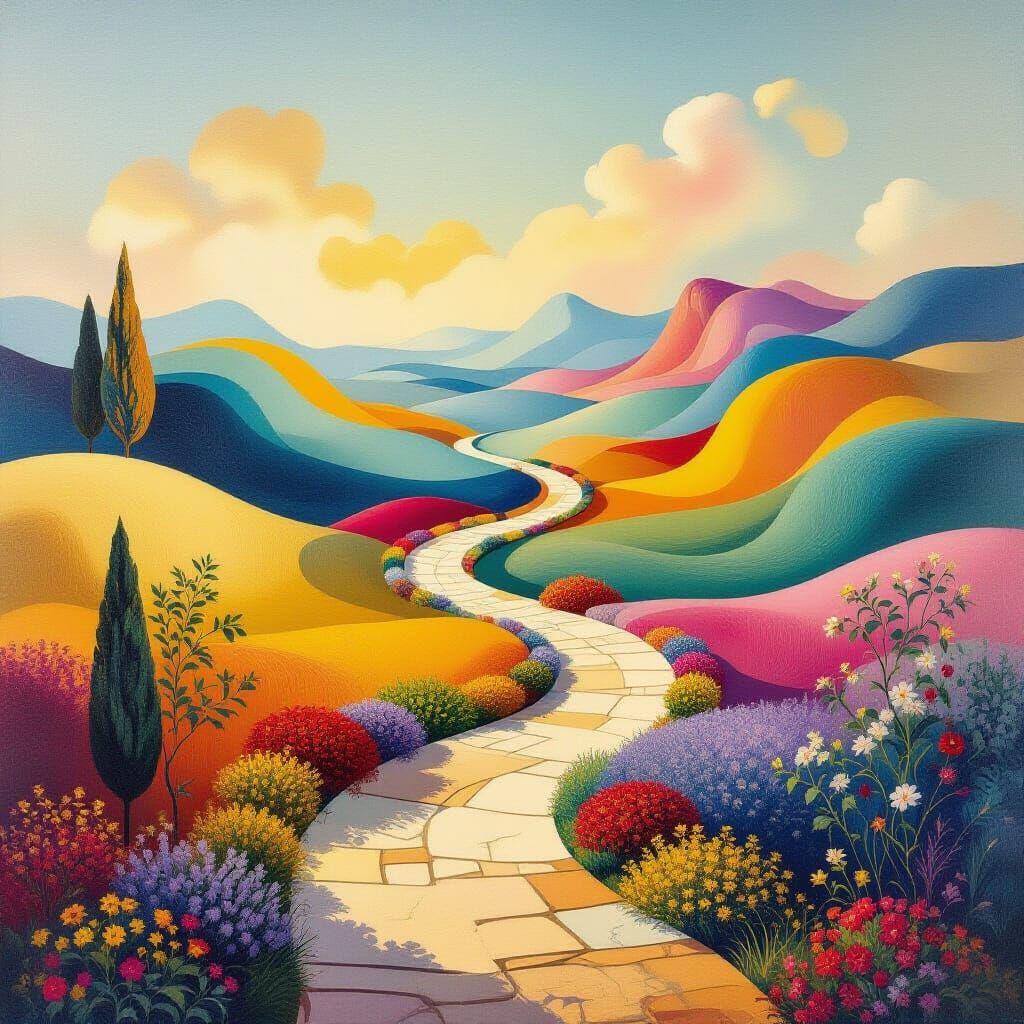 Dreamlike Pathway Through Ethereal Landscape