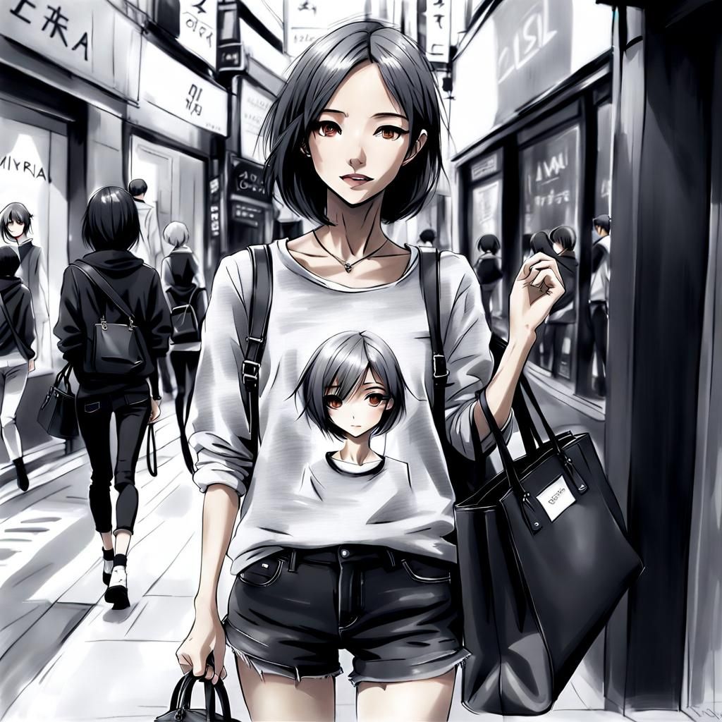 Shibuya Girl: Fashion Sketch in Anime Style