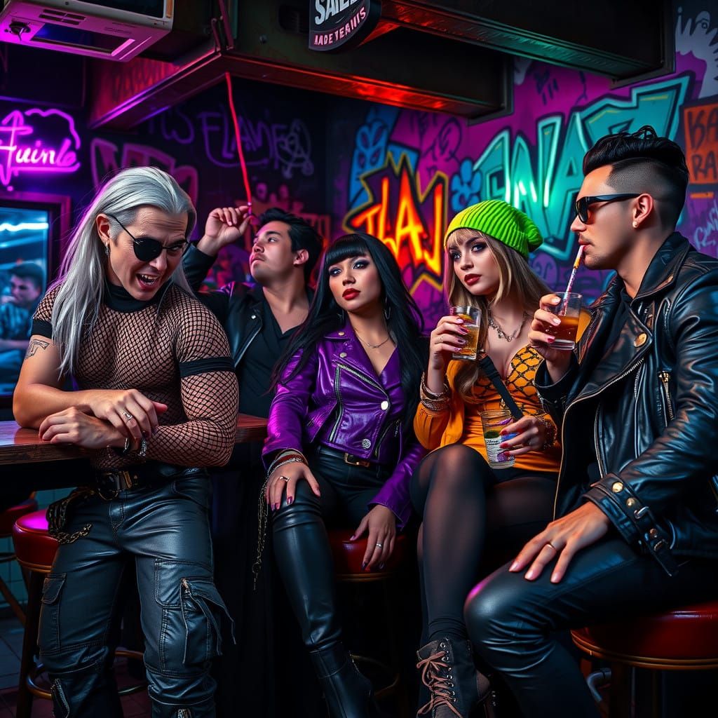 Electric Punk Club Scene in Neon Lights