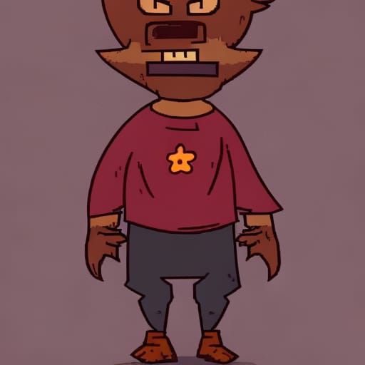 Cartoon Game Character Walks Through Humiliating City