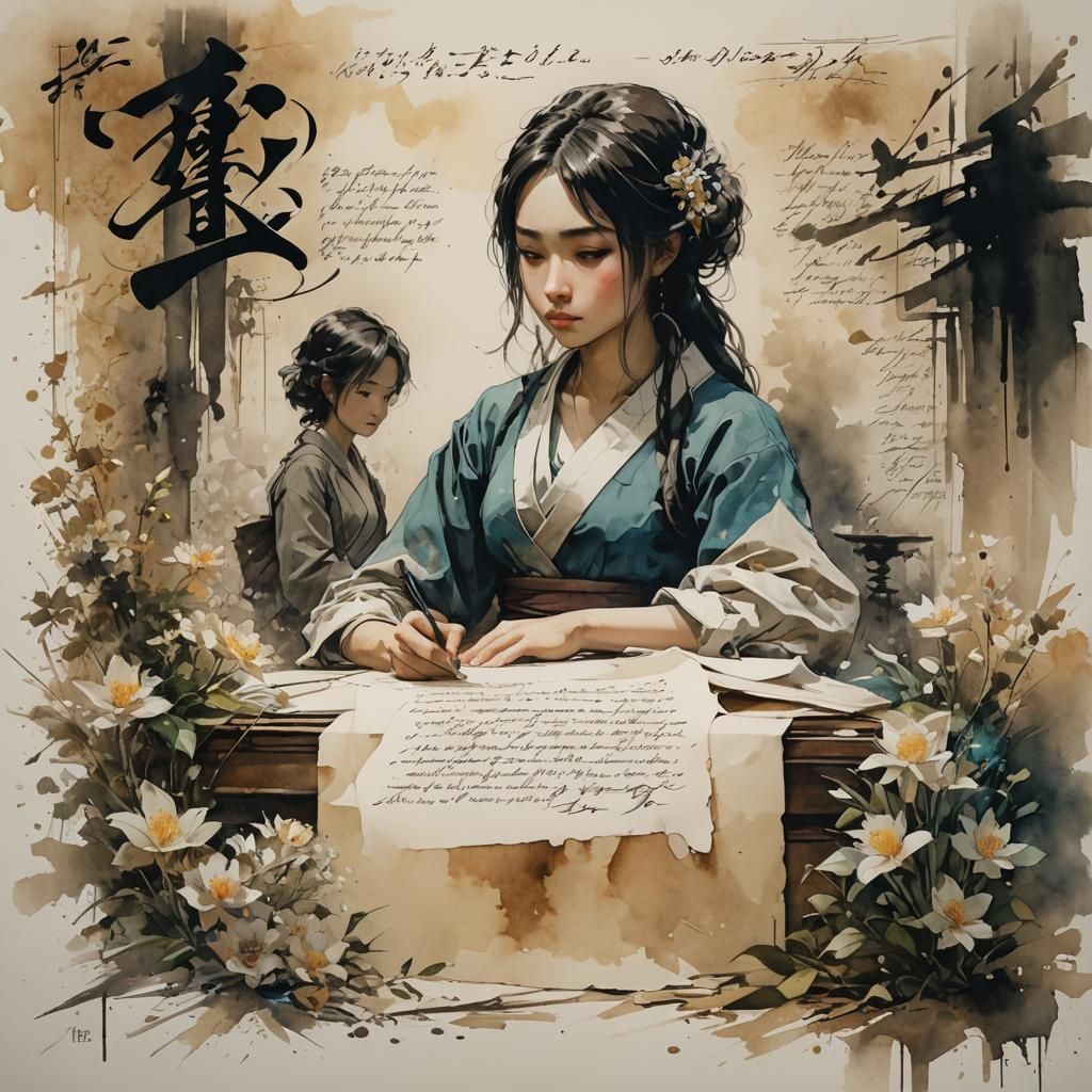 Ornate Letter in Living Room, Painterly Style