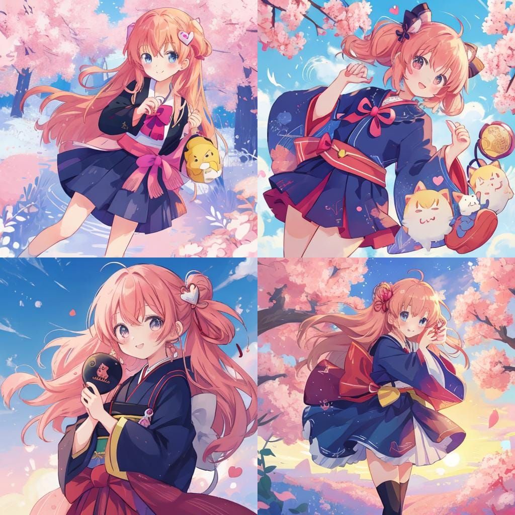 Anime Girl Holding Heart in Manga Style