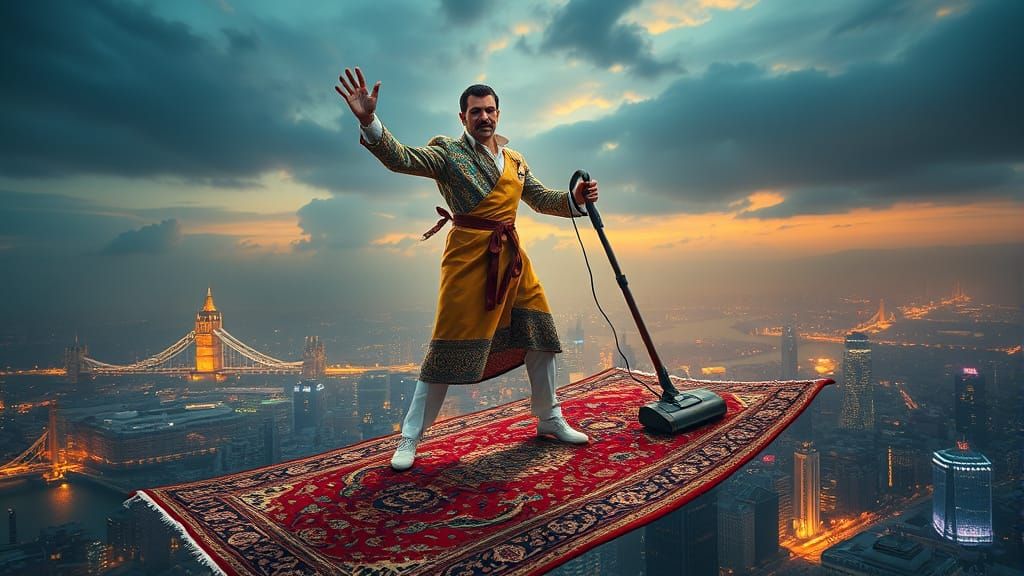 Freddie Mercury Soars Over London With Vacuum