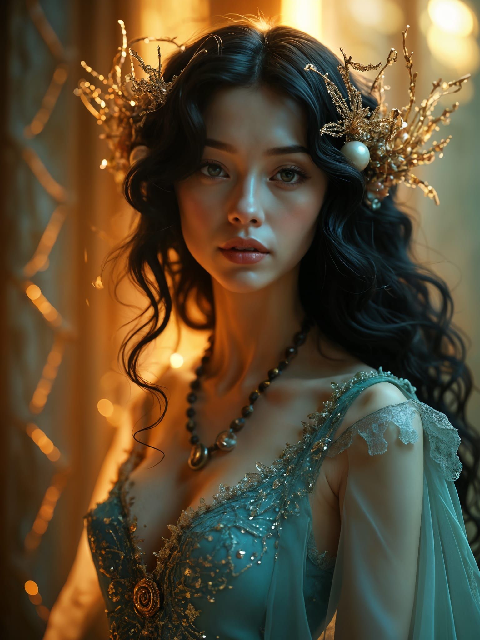 Art Nouveau Woman in Golden Light