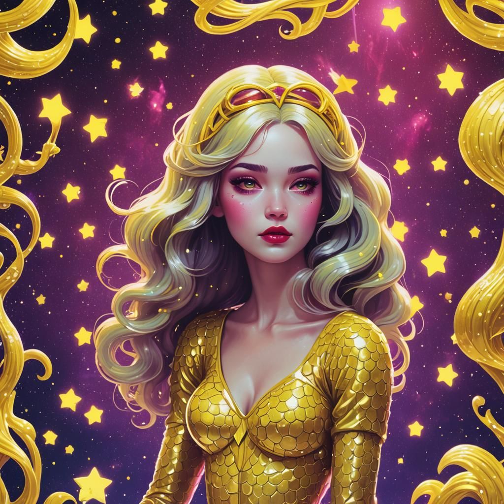 Snow White as Synthwave Space Mermaid