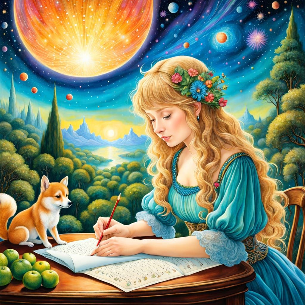 Cosmic Goddess in Ethereal Realms with Celestial Sparkles