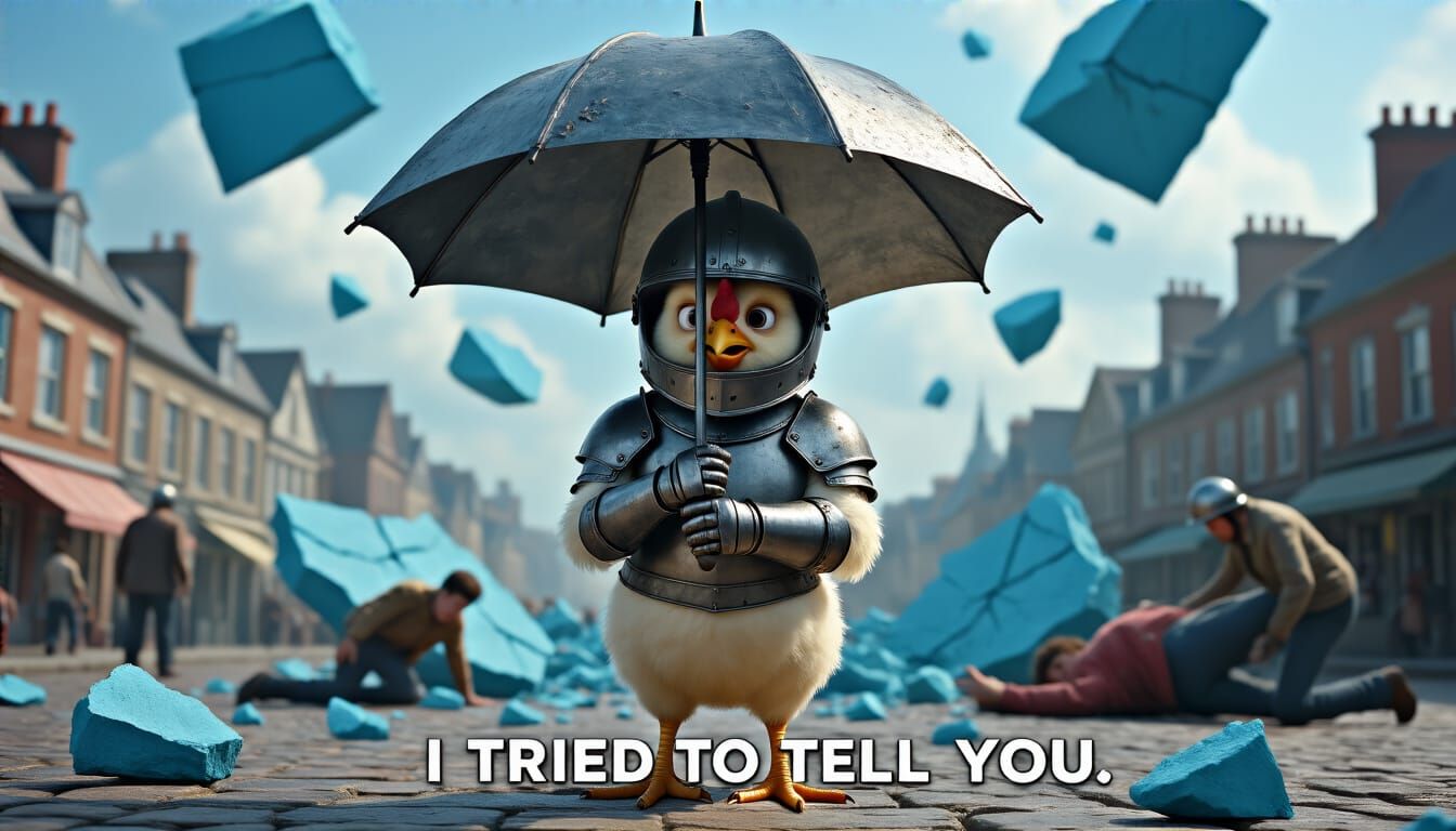 Chicken Little's Armored Umbrella in Falling Sky