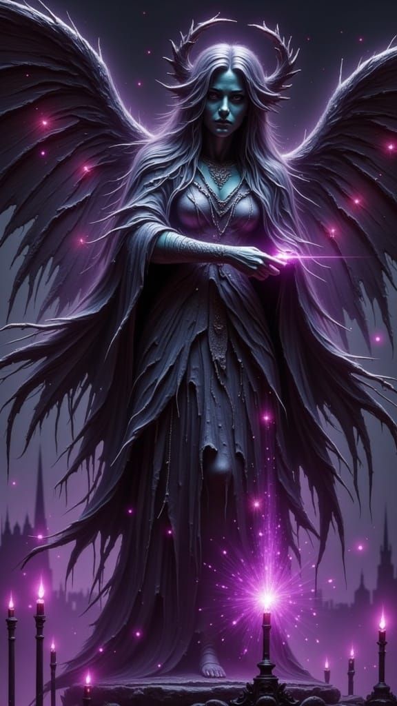 Dark Angel in Beksiński-Giger Style