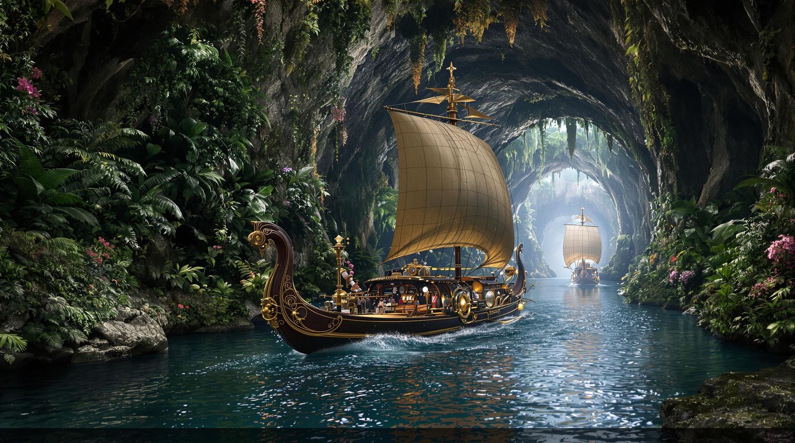 Steampunk Gondola in Martian Jungle