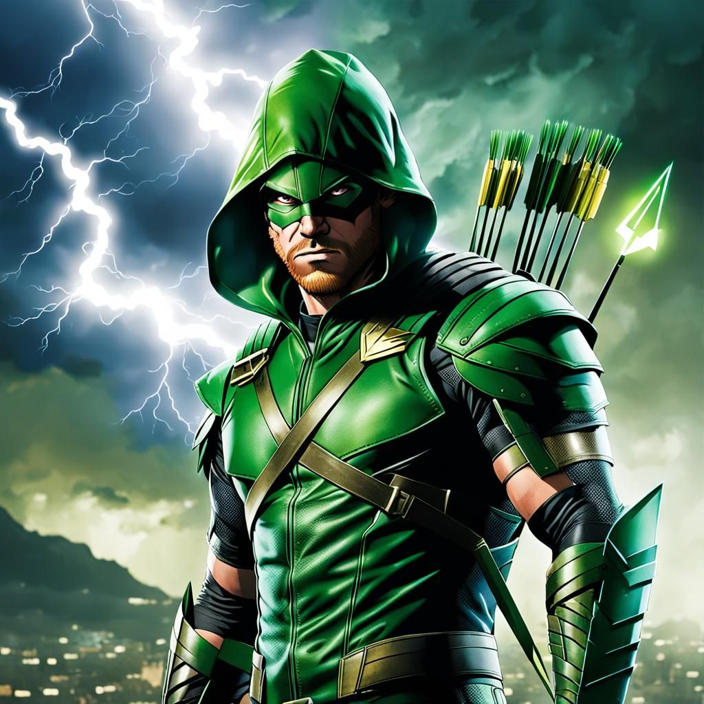 Green Arrow in Lightning Storm