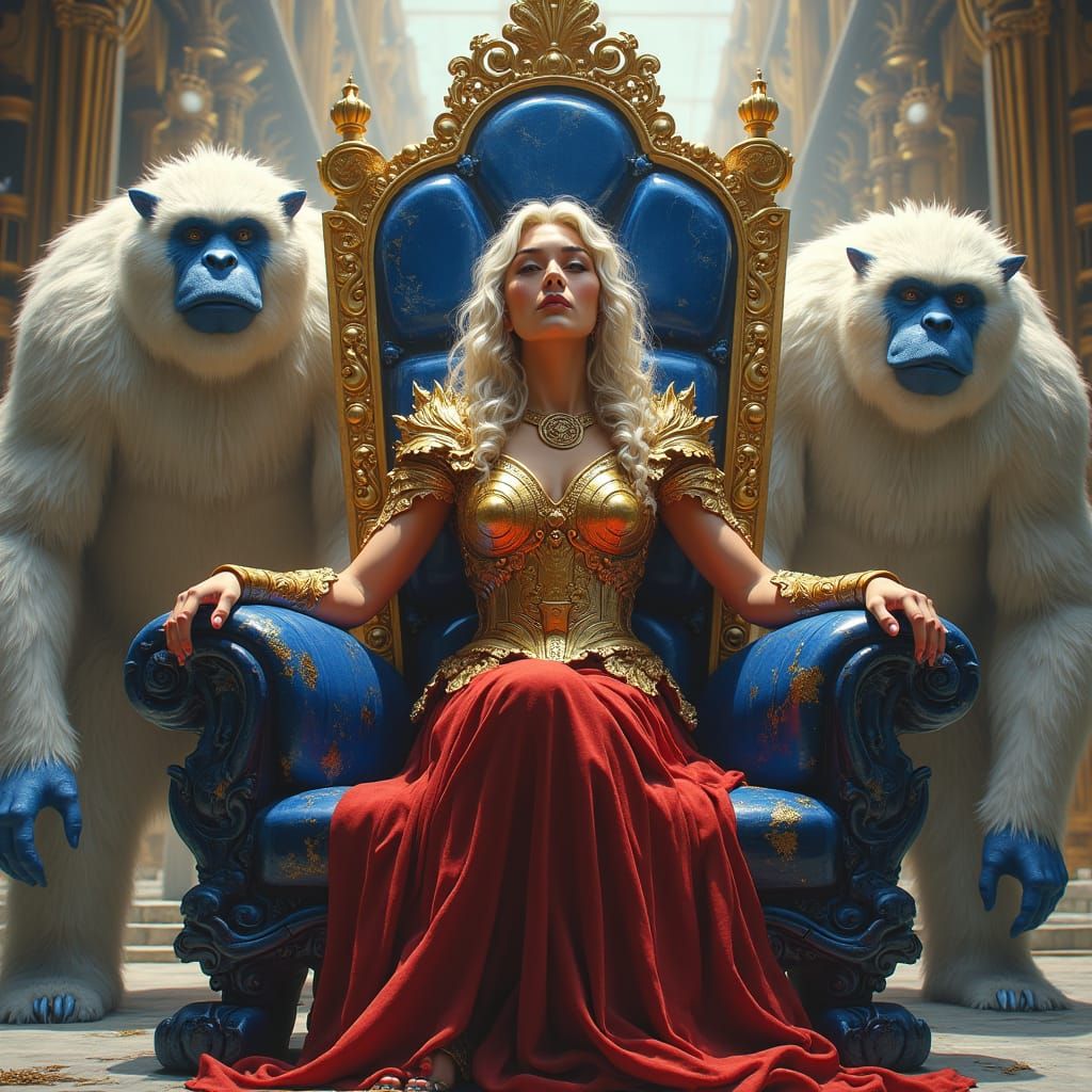 Goddess Freya on Lapis Throne in Asgard