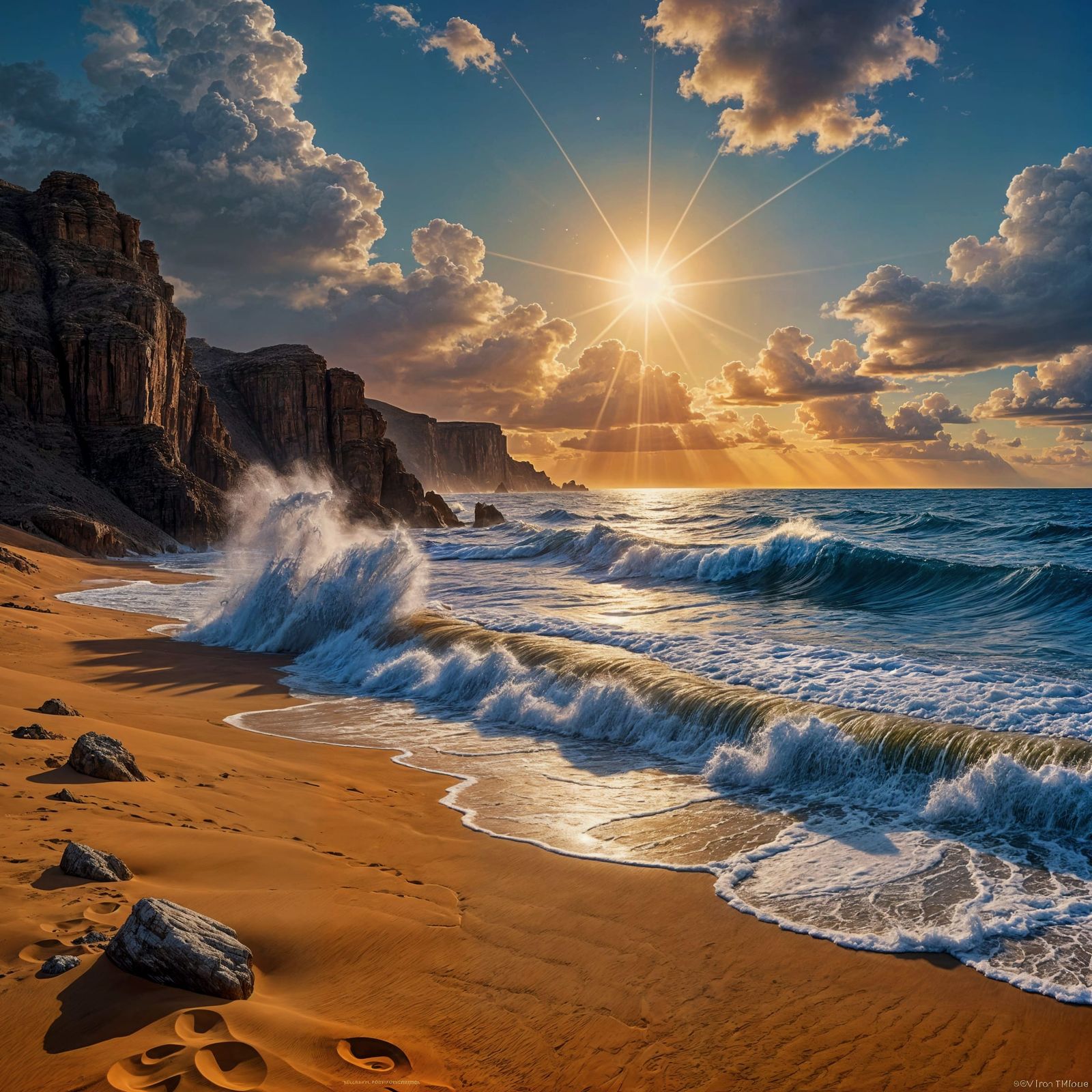 Fire and Ice Sun Moon Ocean Desert Landscape