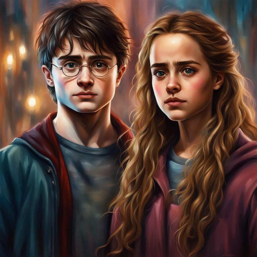 Romantic Harry Potter and Hermione Granger Portrait