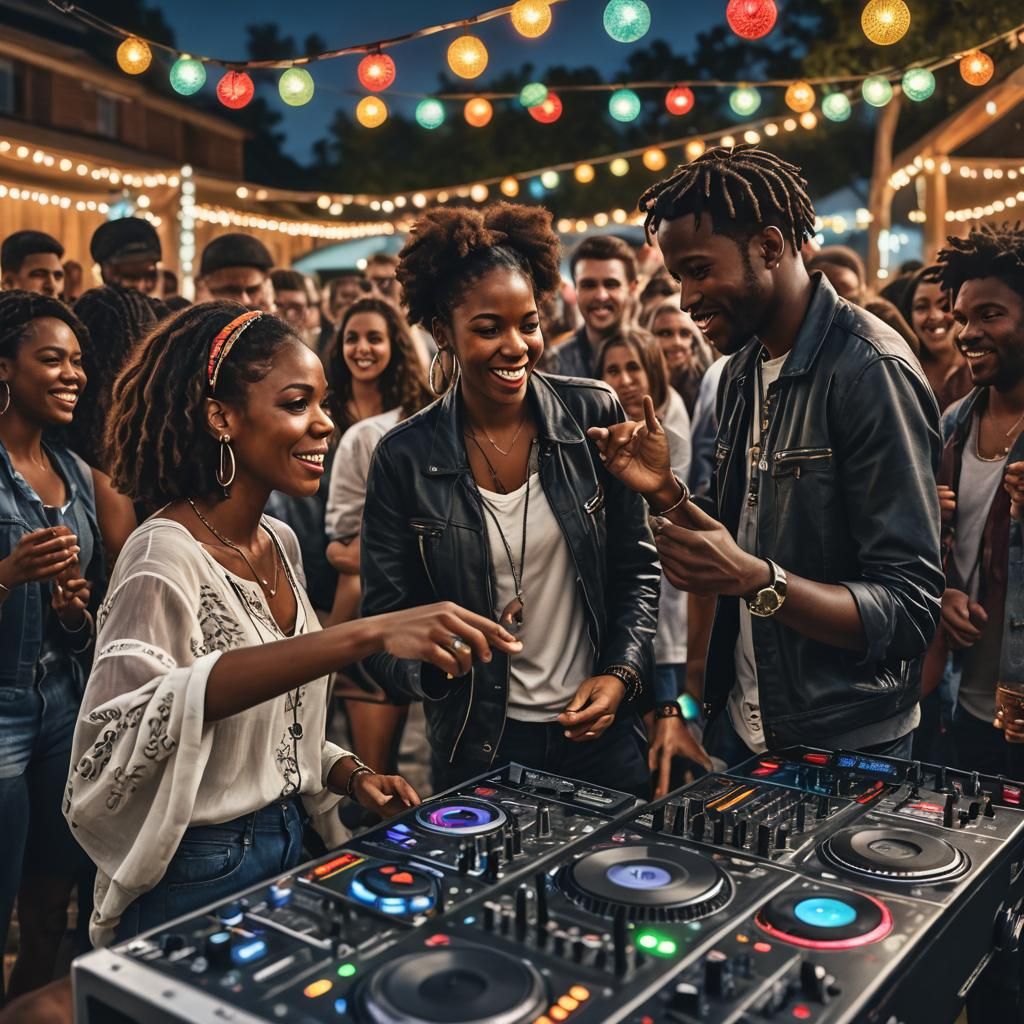 Vibrant Outdoor Party with Dancing People