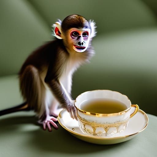 Monkey Tea Party in a Cup