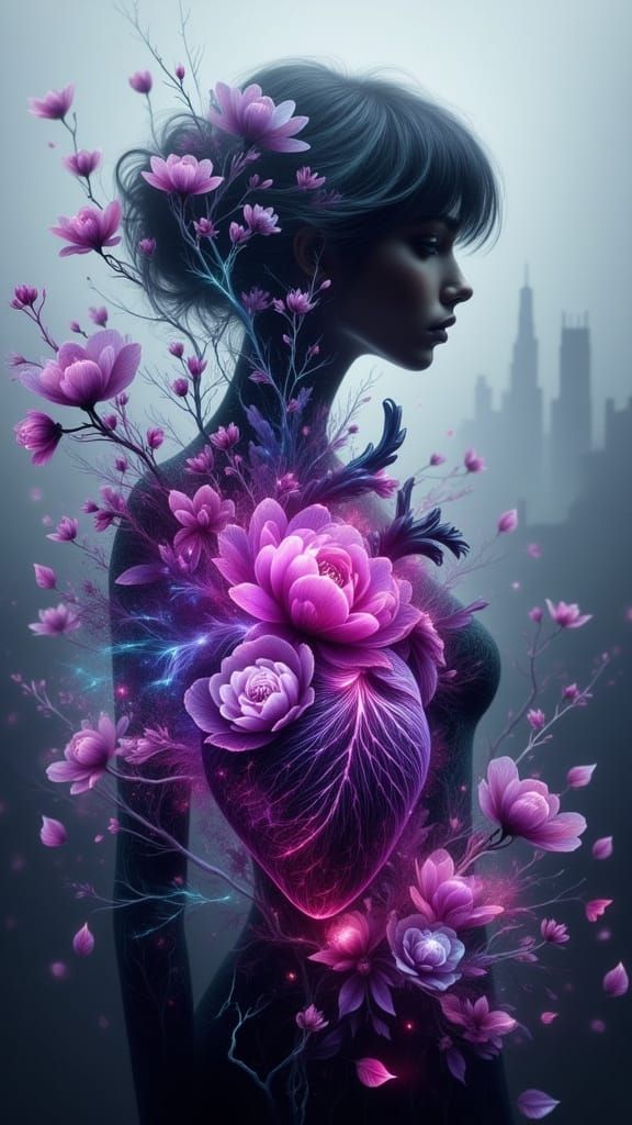 Ethereal Magic Flux in Double Exposure: Enchanted Woman Tran...