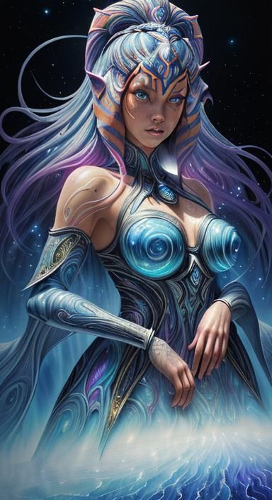 Ahsoka as Goddess of Stars in Cosmic Illustration