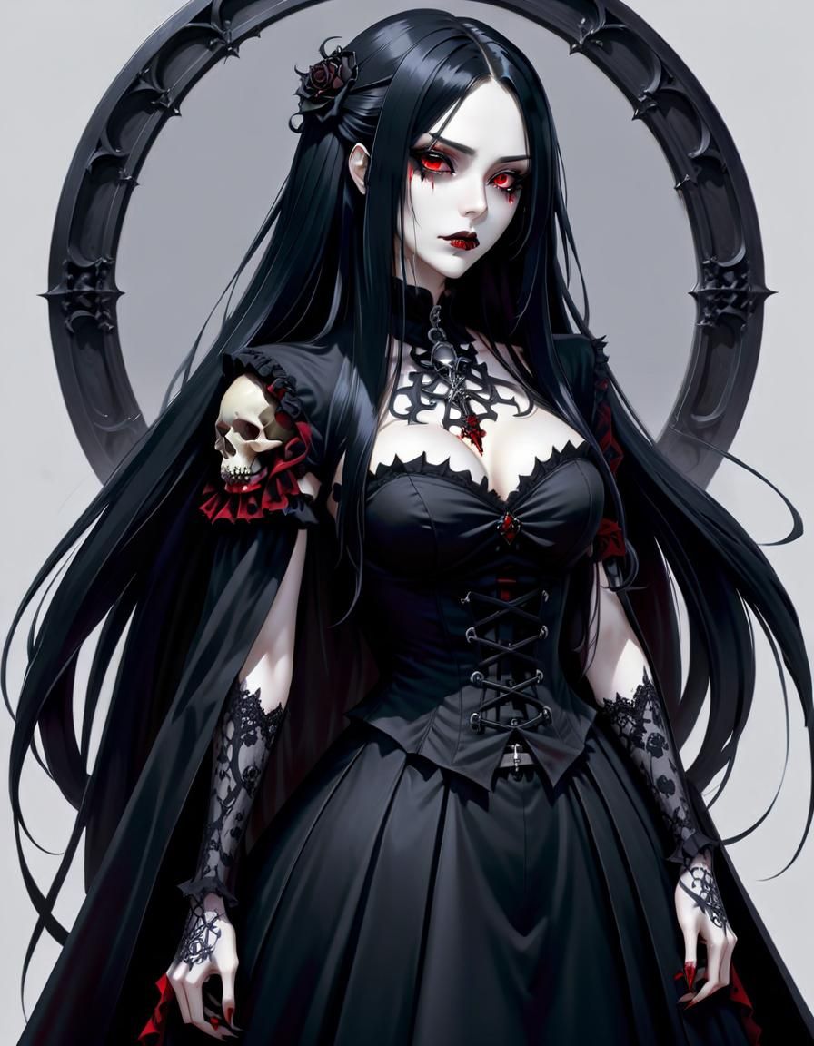 Gothic Anime Vampire Knight with Red Eyes