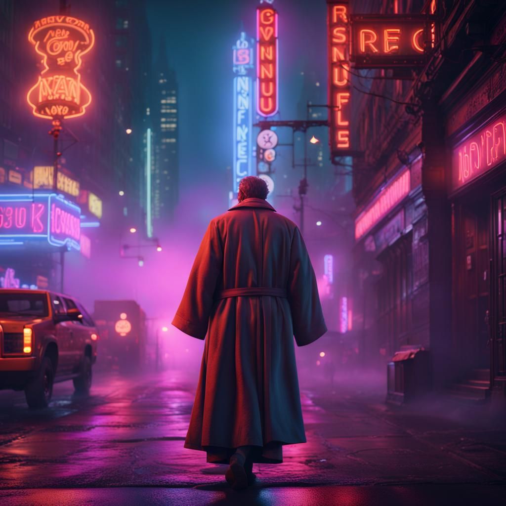 Drunk Man in New York at Night