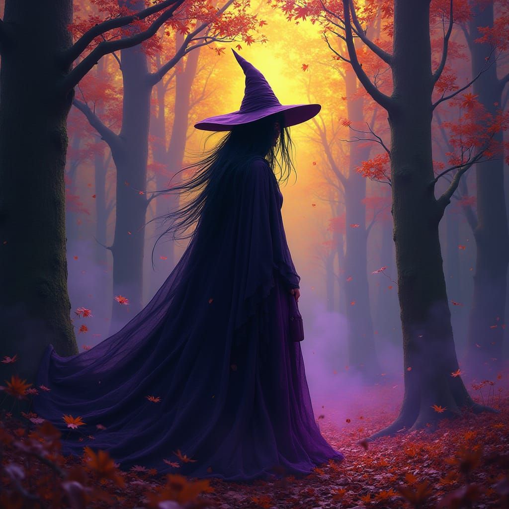 Wicked Witch in Autumn Forest Masterpiece