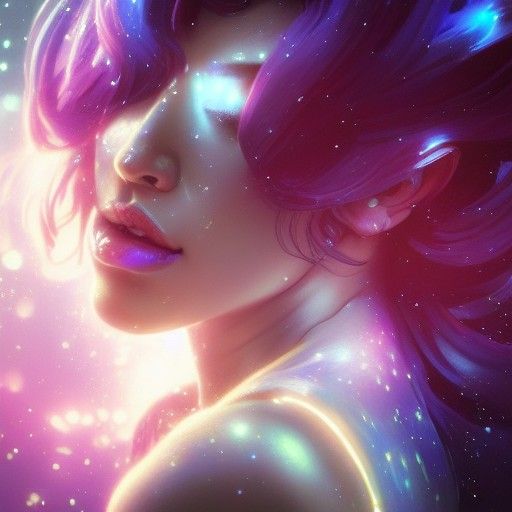 Crying Galaxy Girl Portrait in Hyperdetailed Style