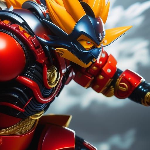 Goku Portrait in Neo-Futuristic Anime Style