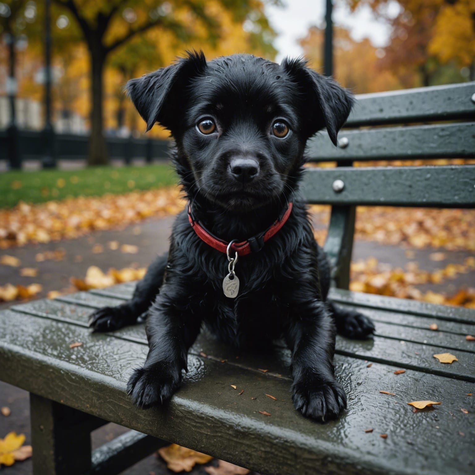 Black Puppy Seeks Shelter: Realistic Digital Art