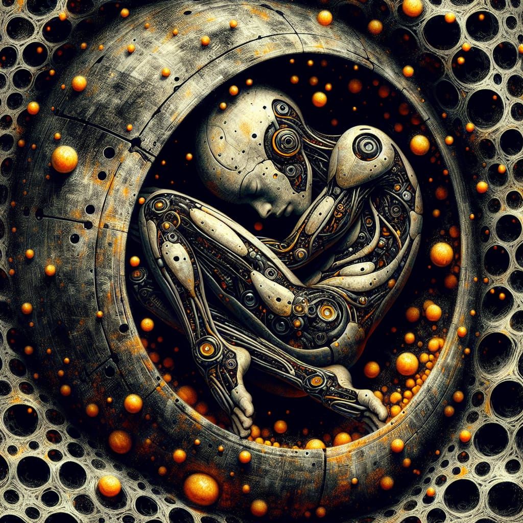 Hyper-Realistic Biomechanical Beings in Dystopian Hive