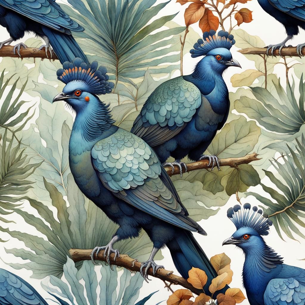 majestic Blue Crowned Pigeon